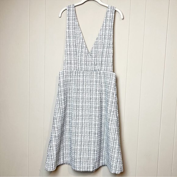 eShakti Lurex Boucle Tweed Pinafore Dress Medium 10 white black jumper midi - Picture 8 of 14